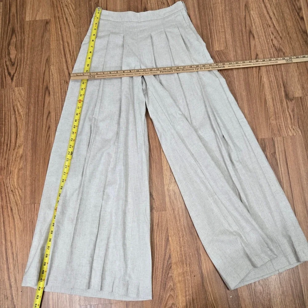 Banana Republic Size 4 Linen Blend Wide Leg Pleated Pants Flax Palazzo NEW